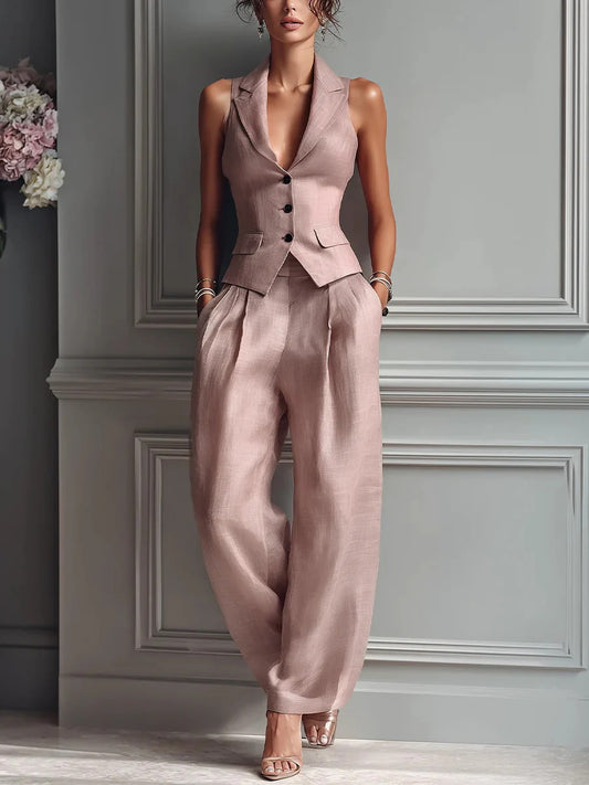 Conjunto de Mujer de Dos Piezas con Escote en V