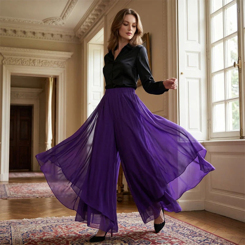 Pantalón Asimétrico de Pierna Ancha para Mujer