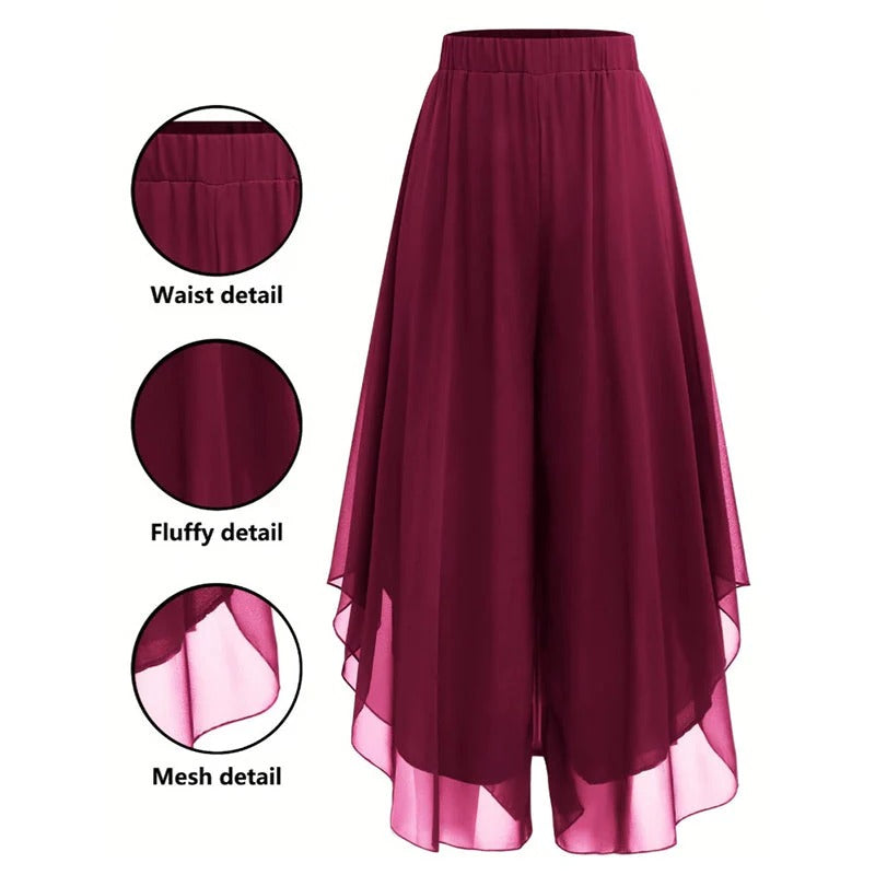 Pantalón Asimétrico de Pierna Ancha para Mujer